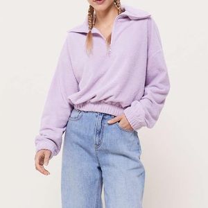 uo track meet half-zip cropped sweatshirt